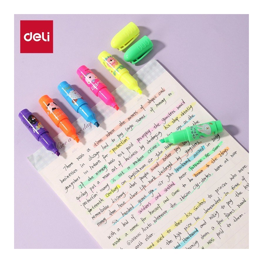 ปากกาเน้นข้อความ Deli EU611 หัวตัด