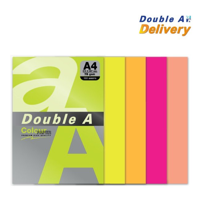 กระดาษสี Double A A4 75 แกรม คละ 5 สีนีออน