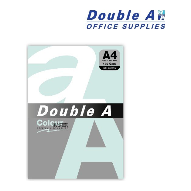 กระดาษการ์ดสี Double A A4 180 แกรม สีฟ้าพาสเทล