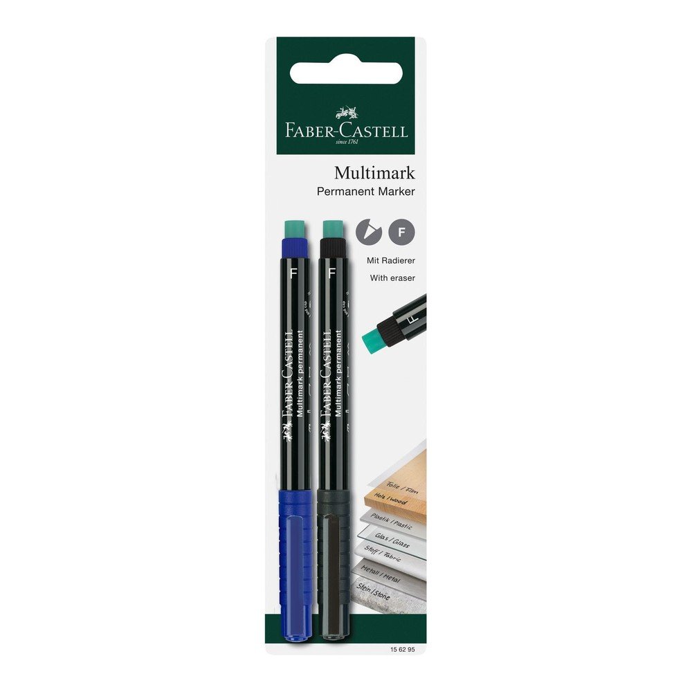 ปากกามาร์กเกอร์ Multimark ลบไม่ได้ หัว F สีน้ำเงิน/ดำ